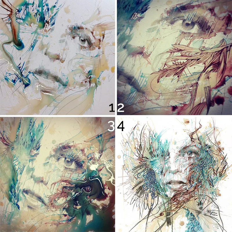 Méthode et technique : encre et liquides - Carne Griffiths