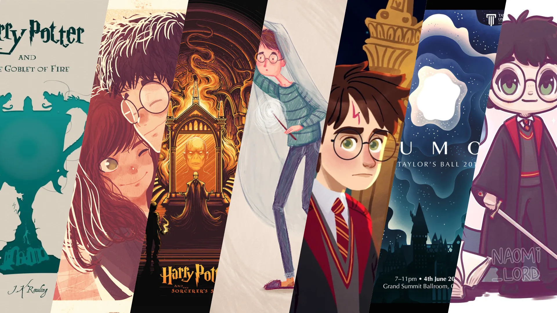 Collage de divers fanarts Harry Potter