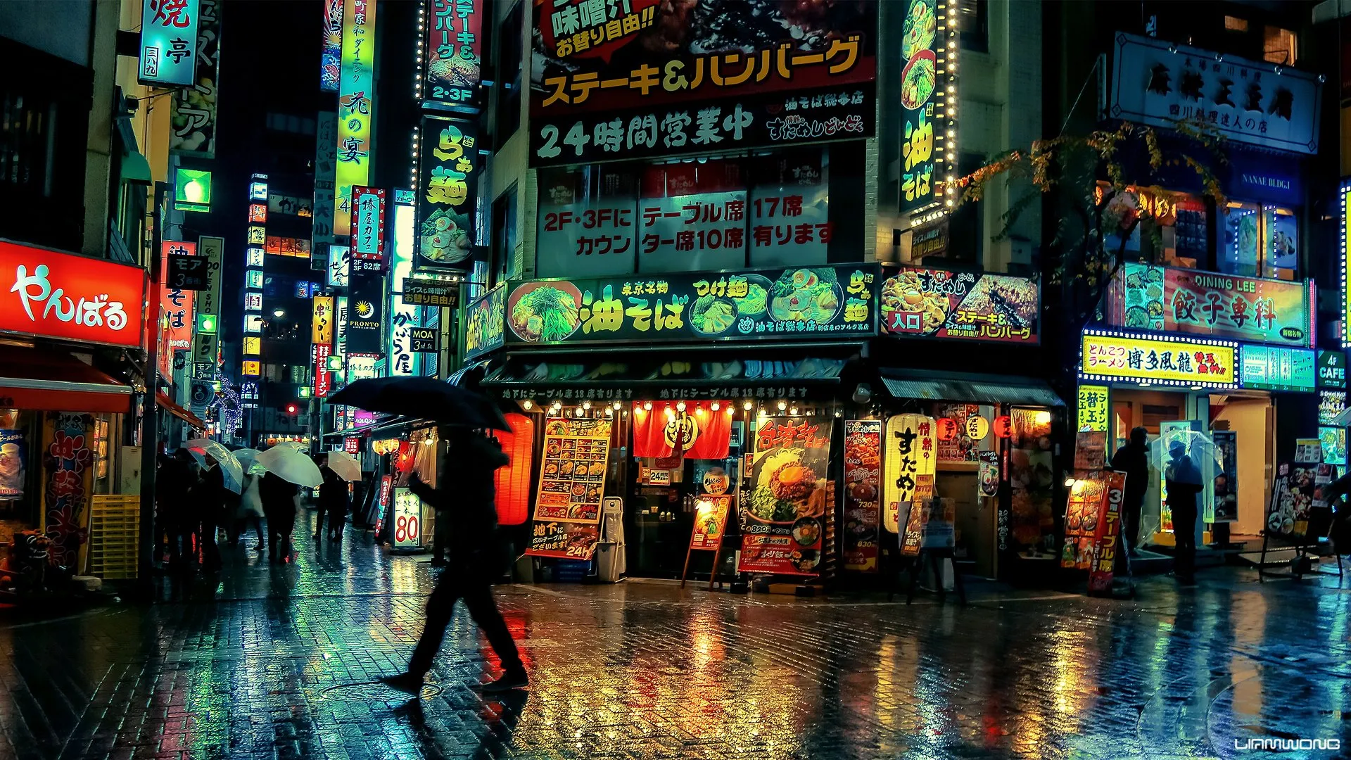 Photographie nocturne de Tokyo, pluie, sol mouillé et lumière néon - Liam Wong