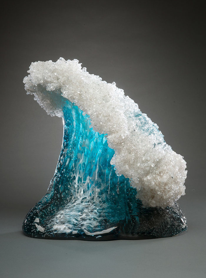 Vague et océan, verre sculpté © Blaker – DeSomma